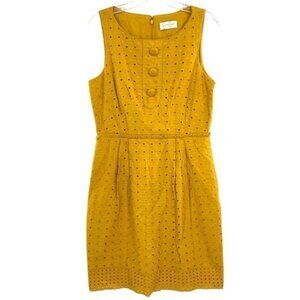Jessica Simpson Mustard Yellow Embroidered Eyelet Dress Sleeveless Casual Cotton